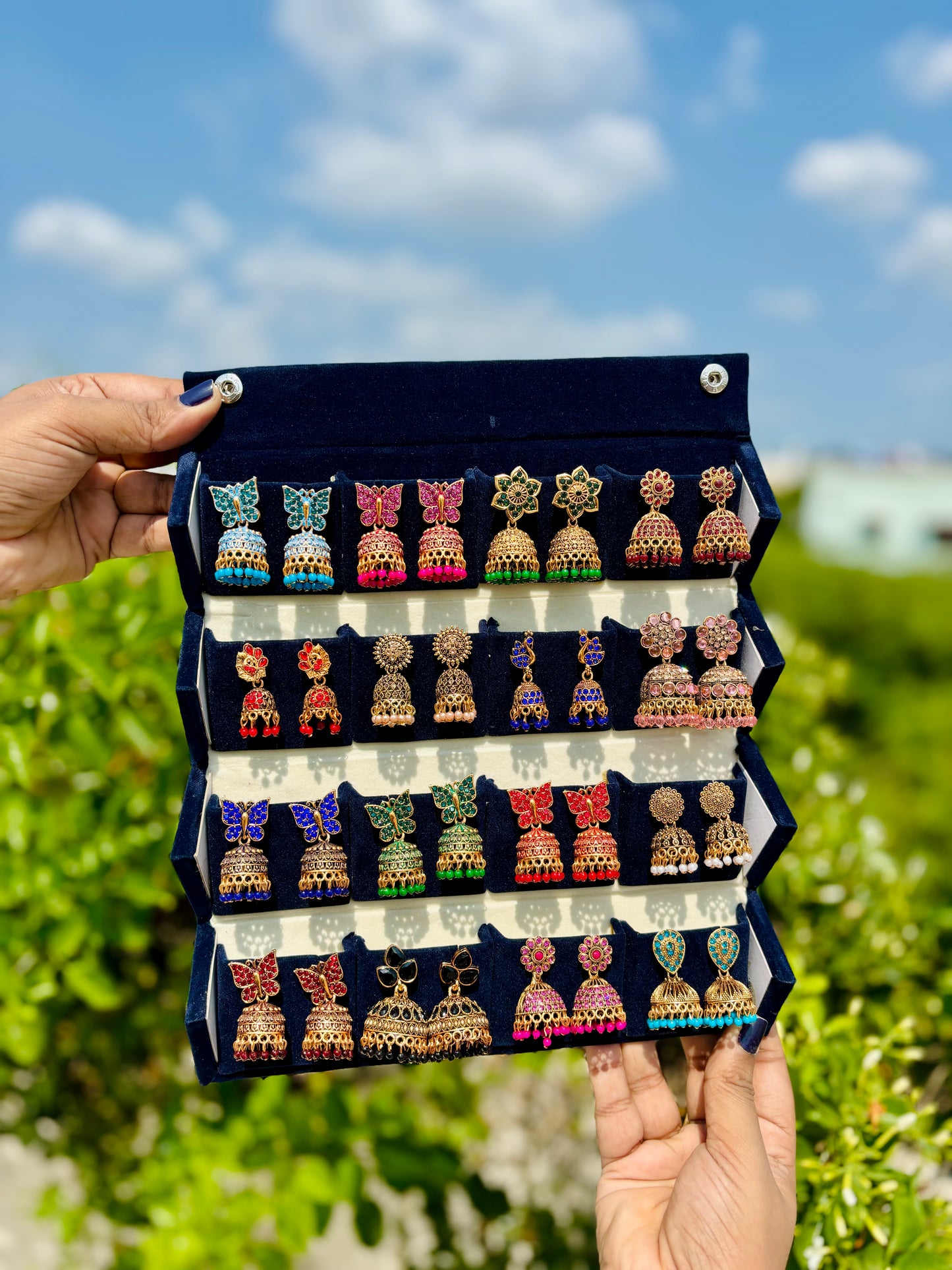 Trending jhumka box gold color