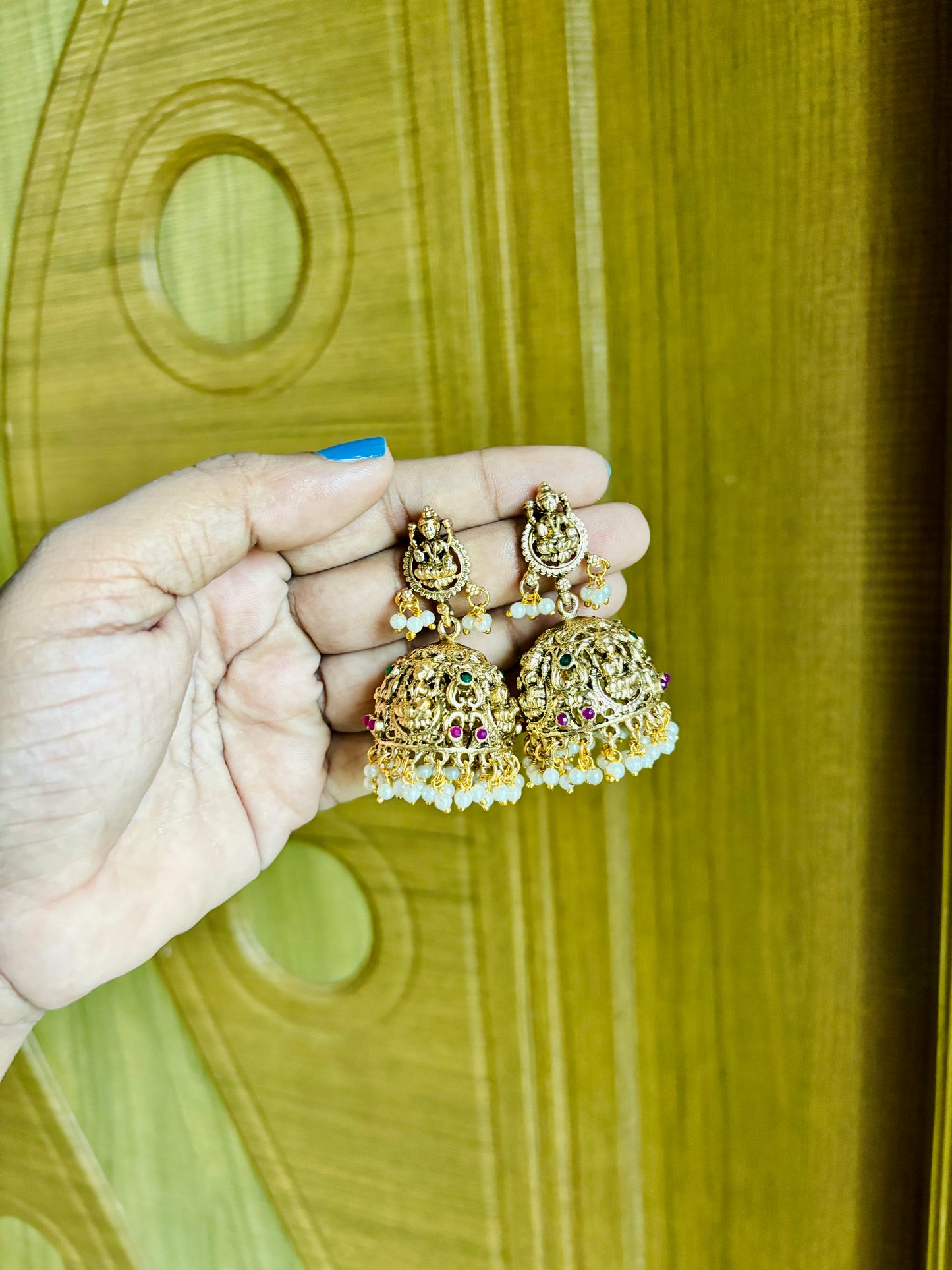 Pearl temple jhumka