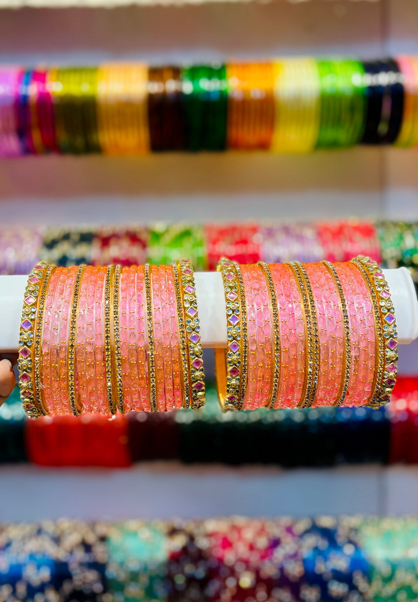 Baby pink kundan set