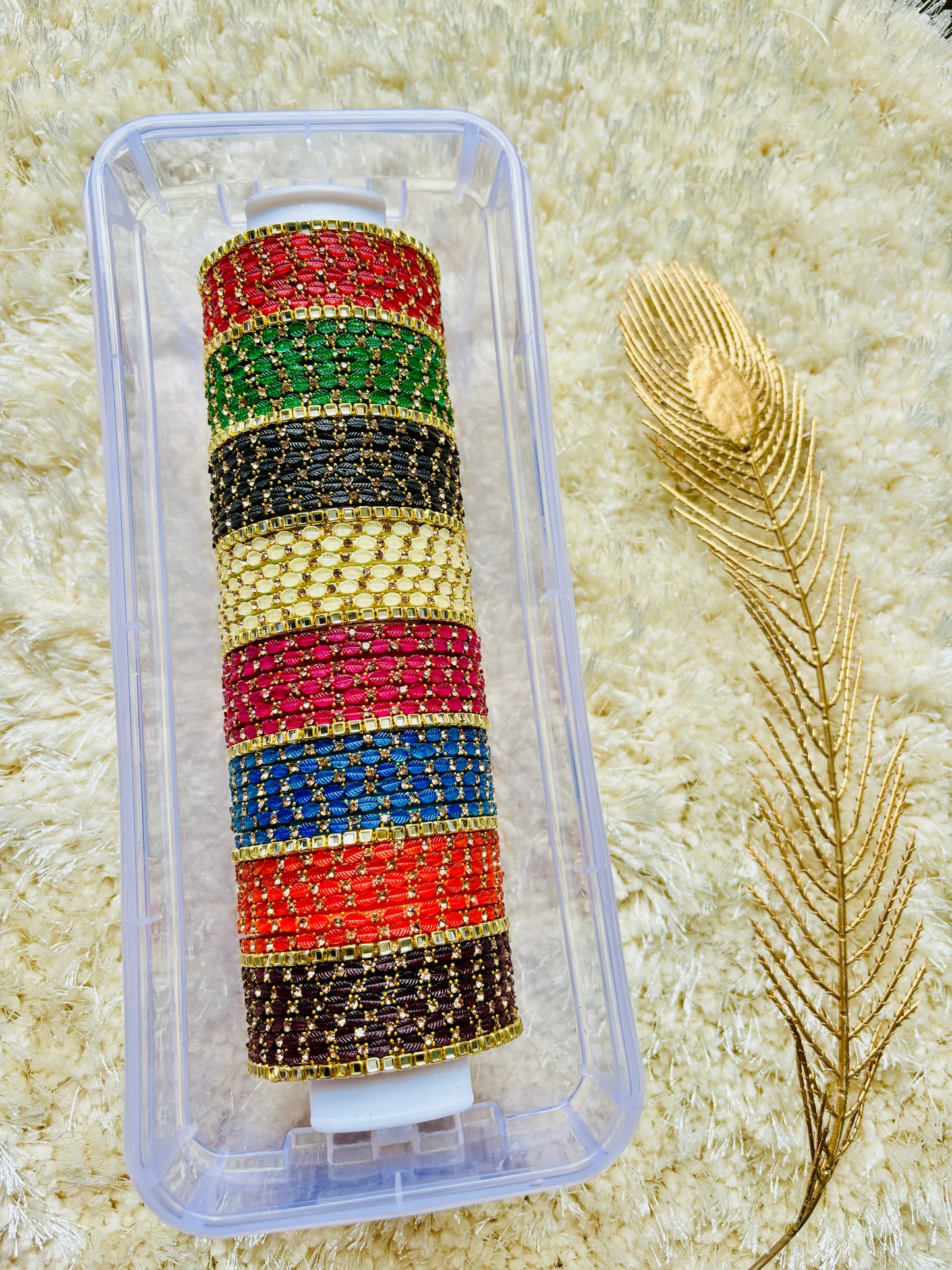 Ilai glass bangles with kundan combo🎀