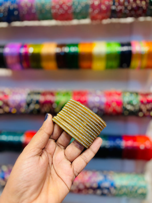 Gold drop crystal bangles
