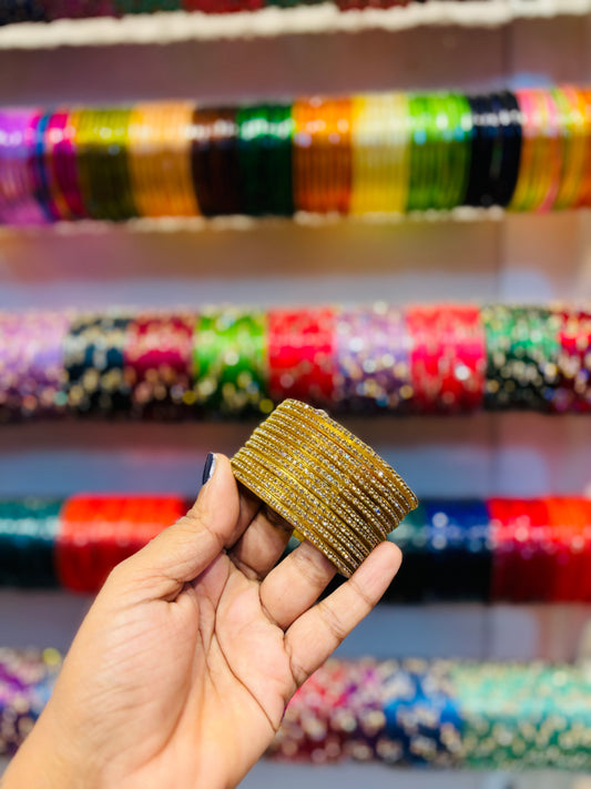 Premium crystal border bangles