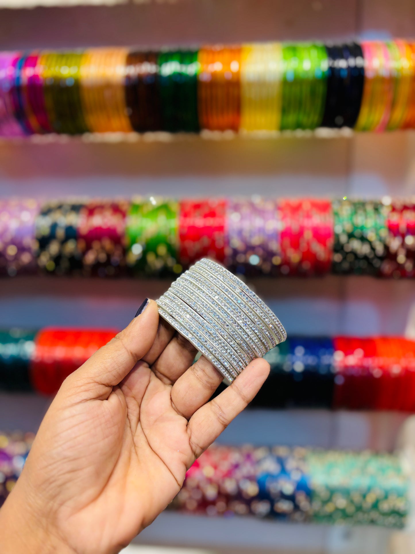 White crystal border bangles