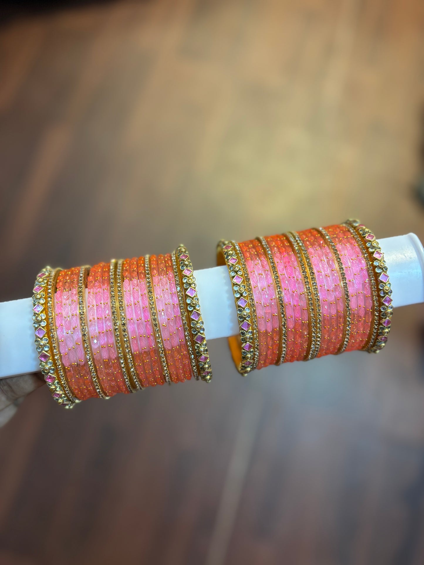 Baby pink kundan set